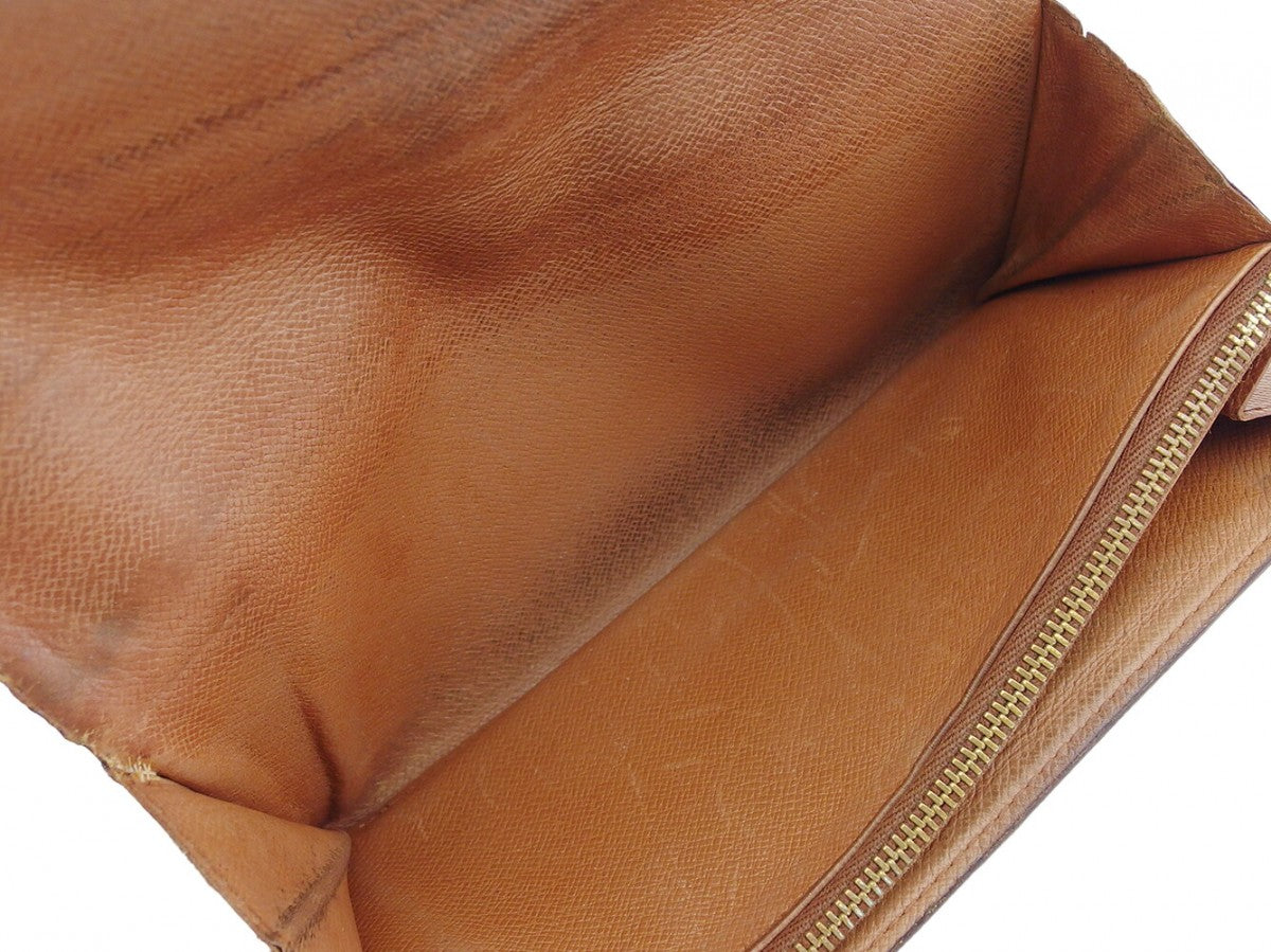 LOUIS VUITTON Long Wallet Purse Dark brown x beige Pochette Porte Monnaie Credit