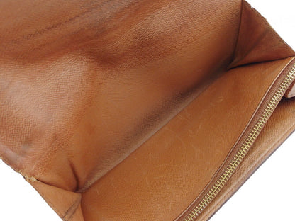 LOUIS VUITTON Long Wallet Purse Dark brown x beige Pochette Porte Monnaie Credit