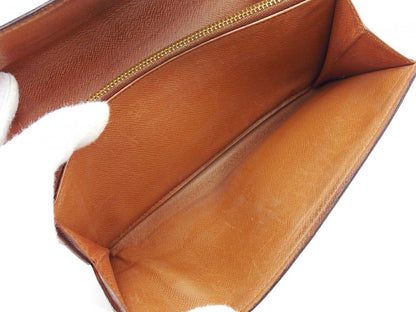 LOUIS VUITTON Long Wallet Purse Dark brown x beige Pochette Porte Monnaie Credit