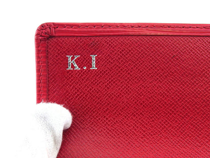 LOUIS VUITTON Long Wallet Purse Red Silver Portefeuille Sarah