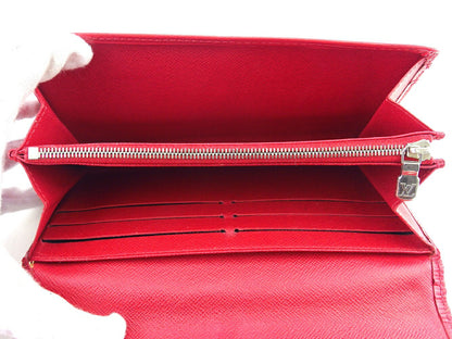 LOUIS VUITTON Long Wallet Purse Red Silver Portefeuille Sarah