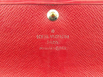 LOUIS VUITTON Long Wallet Purse Red Silver Portefeuille Sarah