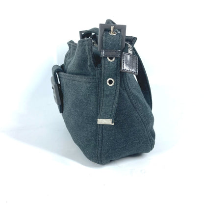 FENDI Shoulder Bag Jersey gray Mamma Bucket logo Women Used Authentic