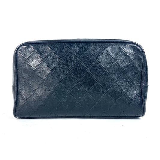 CHANEL Pouch leather black vintage Bicolole