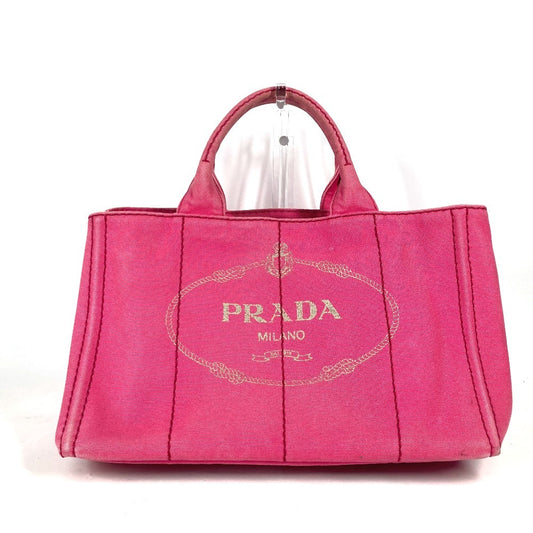 PRADA Tote Bag canvas pink Canapa logo
