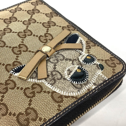 GUCCI Notebook cover 233152 GG canvas / leather beige GG Gutsy Chihuahua dog