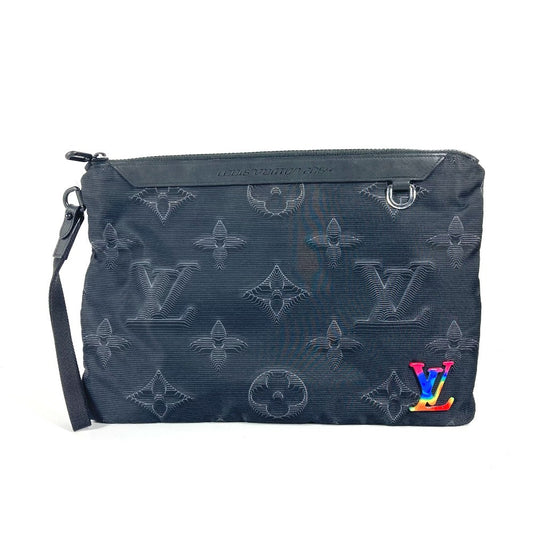 LOUIS VUITTON Clutch bag M80142 Nylon black Monogram Reversible A4 Pochette