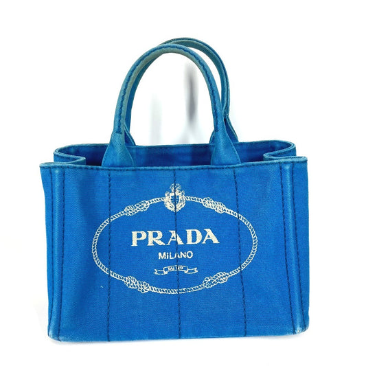 PRADA Handbag canvas blue logo Canapa mini