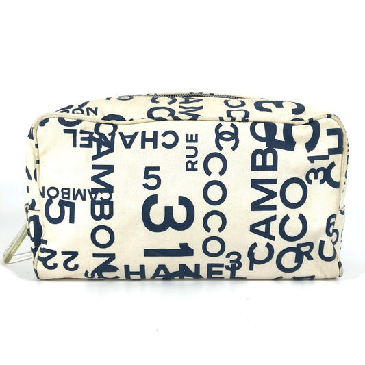 CHANEL Pouch canvas white Bysy line Pouch