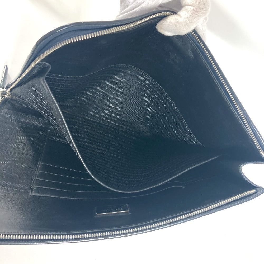 PRADA Clutch bag AV5841 saffiano leather Navy logo