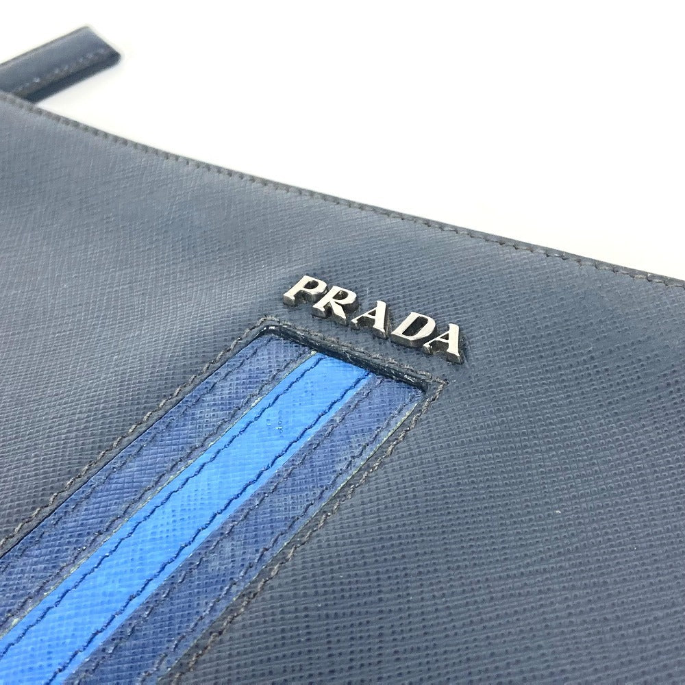 PRADA Clutch bag AV5841 saffiano leather Navy logo