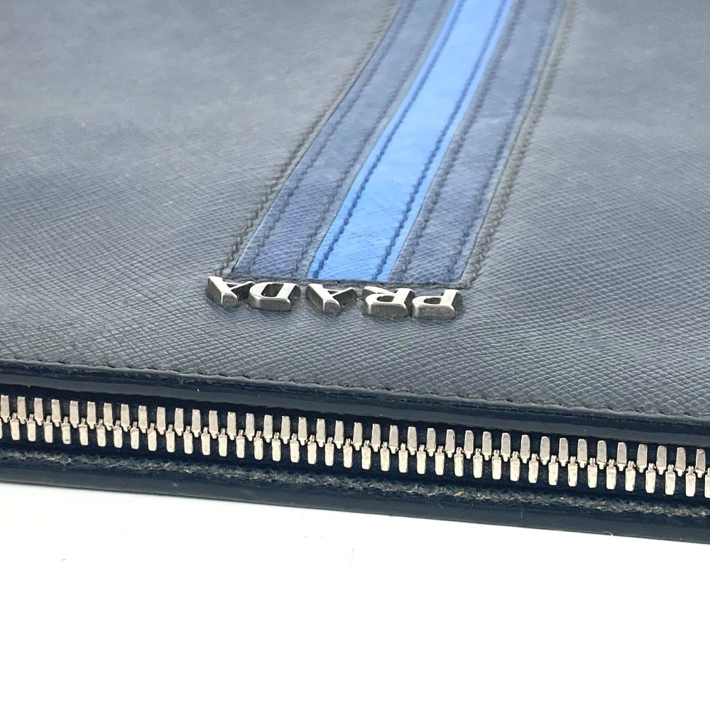 PRADA Clutch bag AV5841 saffiano leather Navy logo