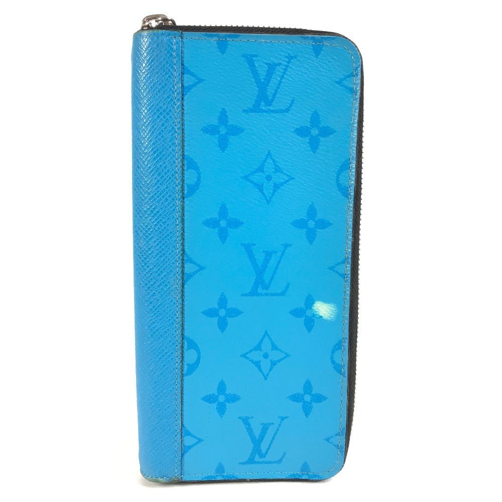 LOUIS VUITTON Long Wallet Purse M30467 Monogram canvas, Taiga leather blue Taigalama Zippy Wallet Vertical