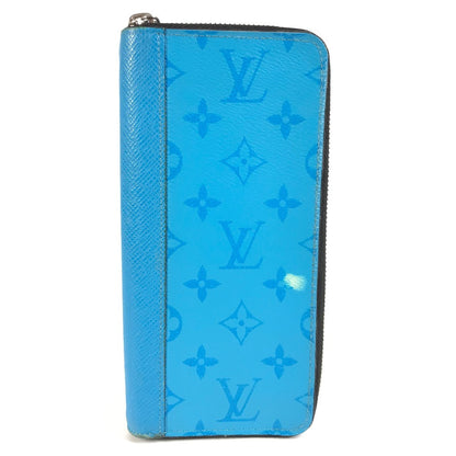 LOUIS VUITTON Long Wallet Purse M30467 Monogram canvas, Taiga leather blue Taigalama Zippy Wallet Vertical