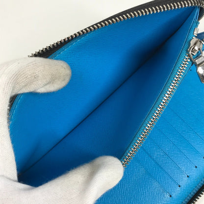 LOUIS VUITTON Long Wallet Purse M30467 Monogram canvas, Taiga leather blue Taigalama Zippy Wallet Vertical