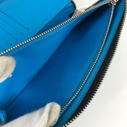 LOUIS VUITTON Long Wallet Purse M30467 Monogram canvas, Taiga leather blue Taigalama Zippy Wallet Vertical