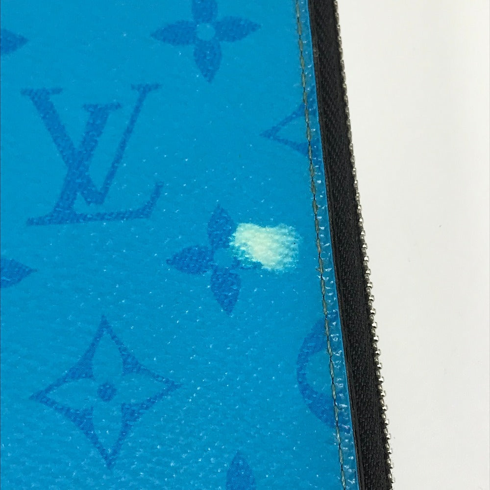 LOUIS VUITTON Long Wallet Purse M30467 Monogram canvas, Taiga leather blue Taigalama Zippy Wallet Vertical