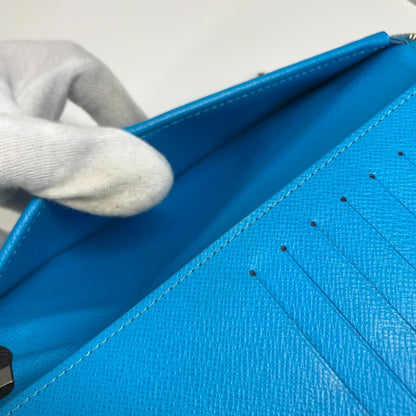 LOUIS VUITTON Long Wallet Purse M30467 Monogram canvas, Taiga leather blue Taigalama Zippy Wallet Vertical