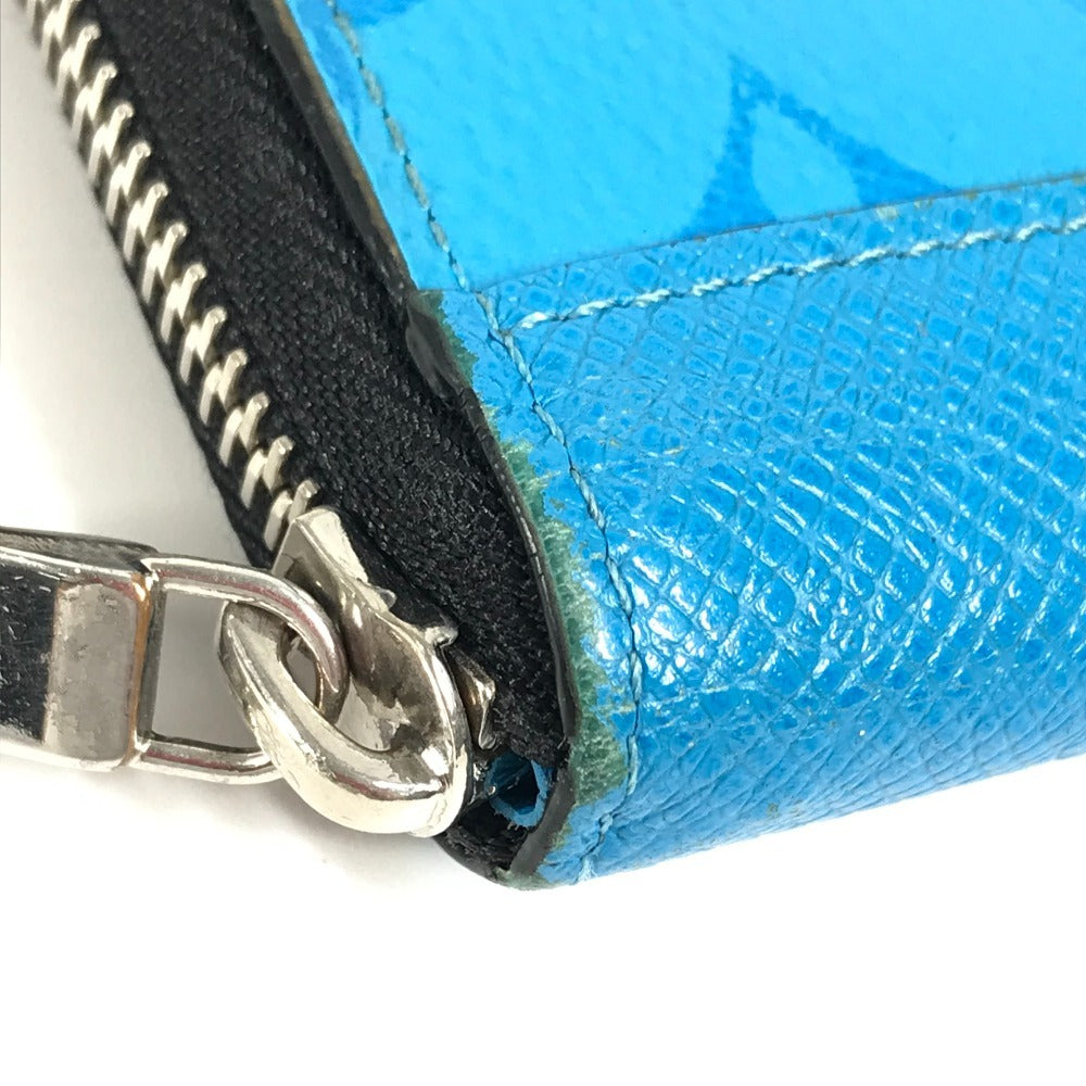 LOUIS VUITTON Long Wallet Purse M30467 Monogram canvas, Taiga leather blue Taigalama Zippy Wallet Vertical