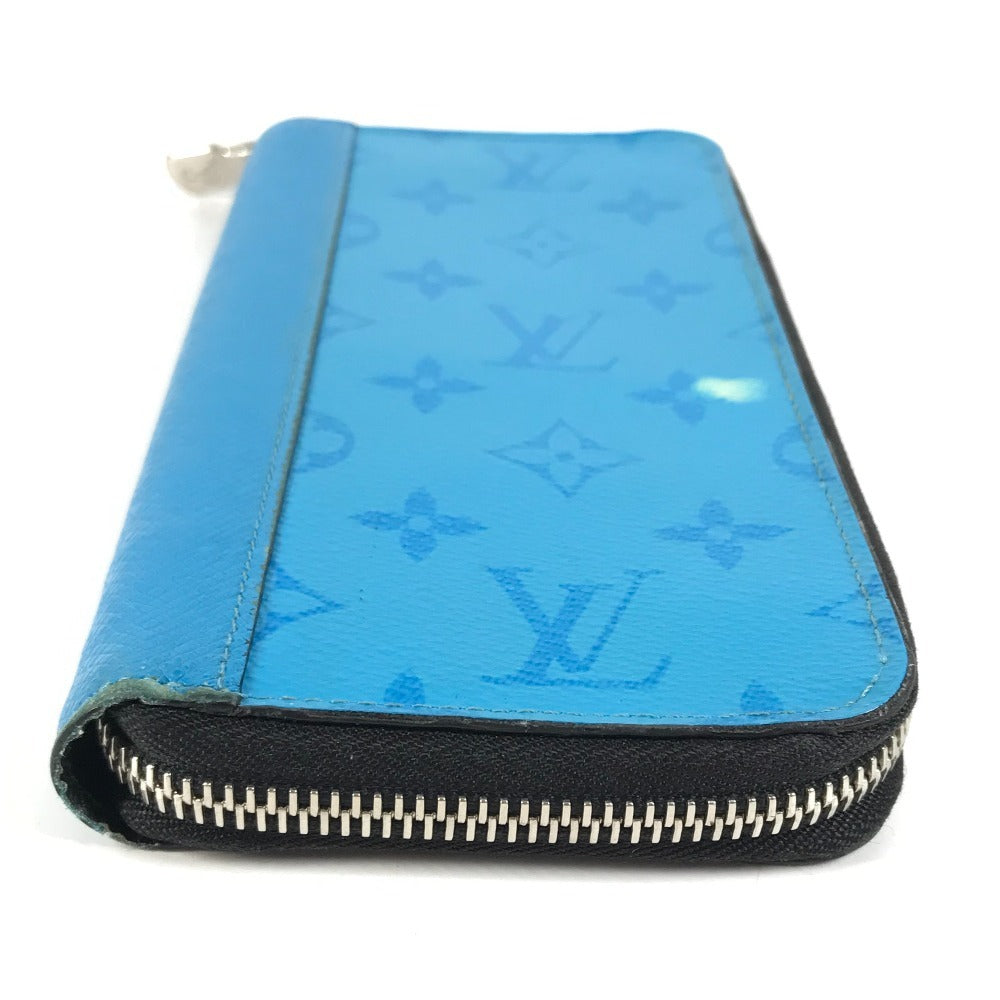 LOUIS VUITTON Long Wallet Purse M30467 Monogram canvas, Taiga leather blue Taigalama Zippy Wallet Vertical