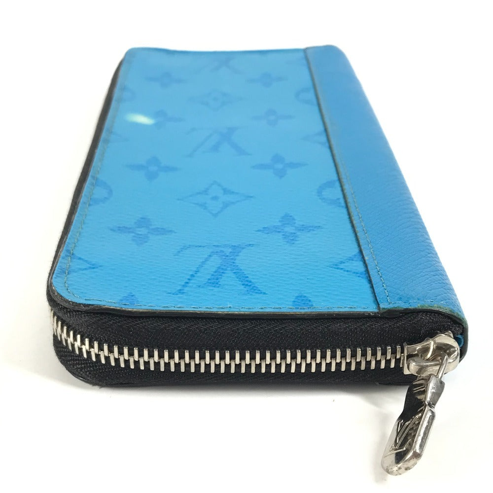 LOUIS VUITTON Long Wallet Purse M30467 Monogram canvas, Taiga leather blue Taigalama Zippy Wallet Vertical