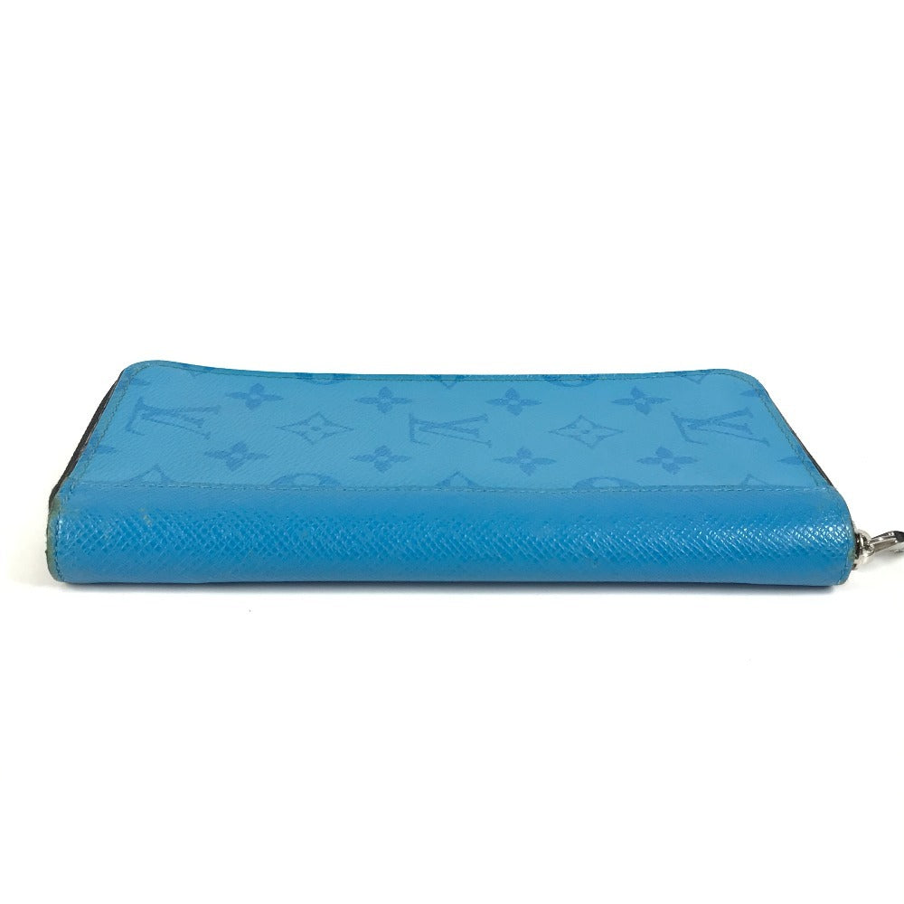 LOUIS VUITTON Long Wallet Purse M30467 Monogram canvas, Taiga leather blue Taigalama Zippy Wallet Vertical