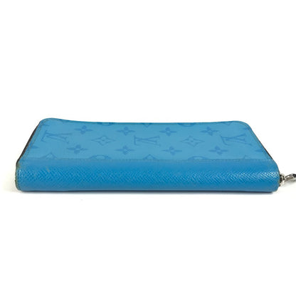 LOUIS VUITTON Long Wallet Purse M30467 Monogram canvas, Taiga leather blue Taigalama Zippy Wallet Vertical