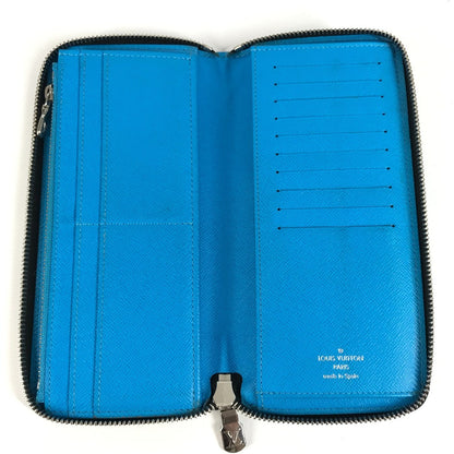 LOUIS VUITTON Long Wallet Purse M30467 Monogram canvas, Taiga leather blue Taigalama Zippy Wallet Vertical