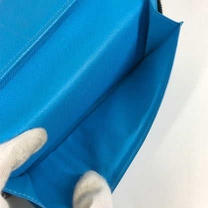 LOUIS VUITTON Long Wallet Purse M30467 Monogram canvas, Taiga leather blue Taigalama Zippy Wallet Vertical