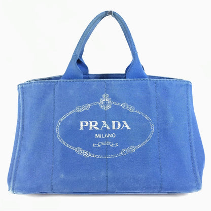 PRADA Tote Bag canvas blue Canapa L