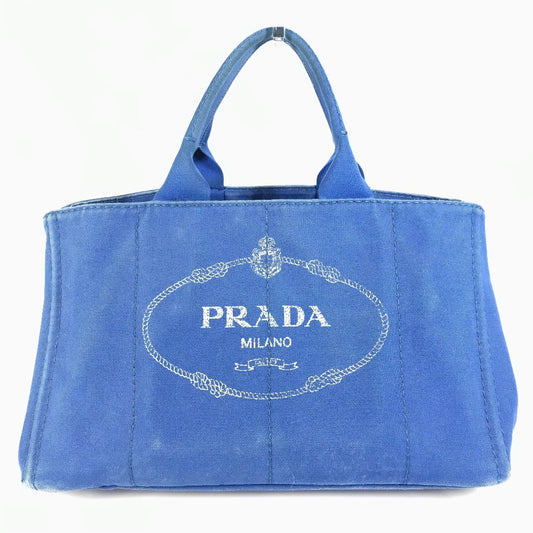 PRADA Tote Bag canvas blue Canapa L