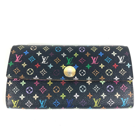 LOUIS VUITTON Long Wallet Purse M93533 Monogram multicolor canvas black Monogram multicolor Portefeuille Sarah