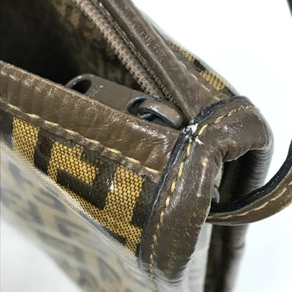 FENDI Shoulder Bag Plastics/Leather Brown Crossbody FF Zucca Pattern