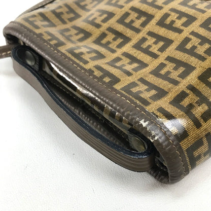 FENDI Shoulder Bag Plastics/Leather Brown Crossbody FF Zucca Pattern