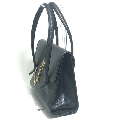 CELINE Handbag leather Black x Gold Metal vintage Chain lock Women Used Authentic