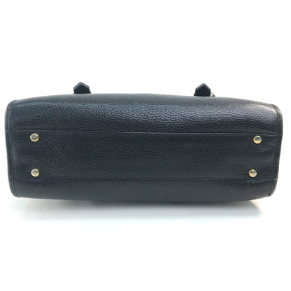 CELINE Handbag leather Black x Gold Metal vintage Chain lock Women Used Authentic
