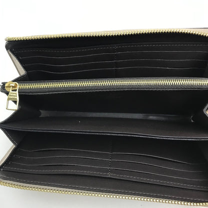LOUIS VUITTON Long Wallet Purse M63104 Taurillon Clemence Leather Beige x Gold Metal Monogram flower Portefeuille Comet Women Used Authentic
