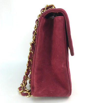 CHANEL Shoulder Bag suede Bordeaux CC COCO Mark Decama Trasse 34