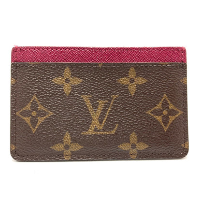 LOUIS VUITTON Card Case M60703 Monogram canvas Brown Monogram Porte Cartes Simple Women Used Authentic