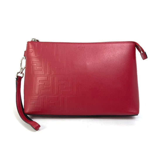 FENDI Clutch bag 7N0106 leather Red Zucca