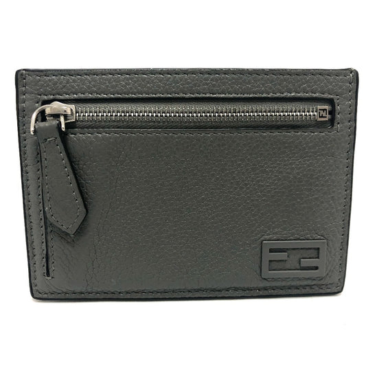 FENDI Card Case 7M0310 leather gray FF Baguette
