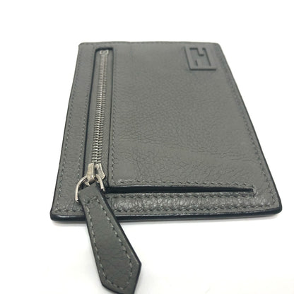 FENDI Card Case 7M0310 leather gray FF Baguette mens Used Authentic
