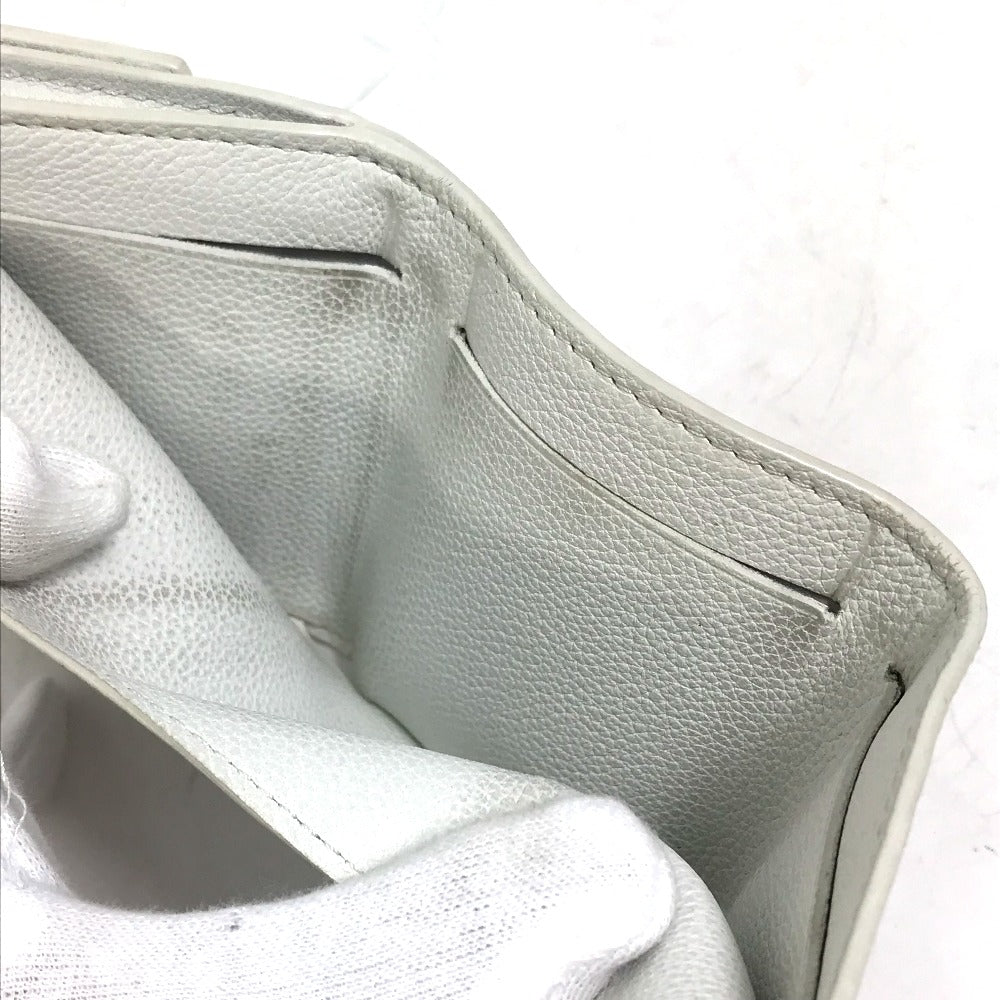 LOUIS VUITTON Trifold wallet M68482 leather white Portefeuille lock mini Women Used Authentic