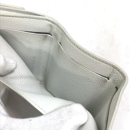 LOUIS VUITTON Trifold wallet M68482 leather white Portefeuille lock mini Women Used Authentic