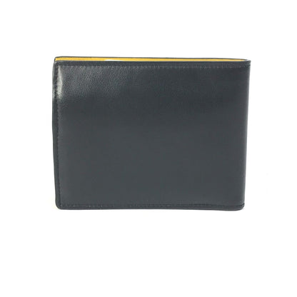 FENDI Folded wallet 7M0001 leather Black x yellow logo mens Used Authentic