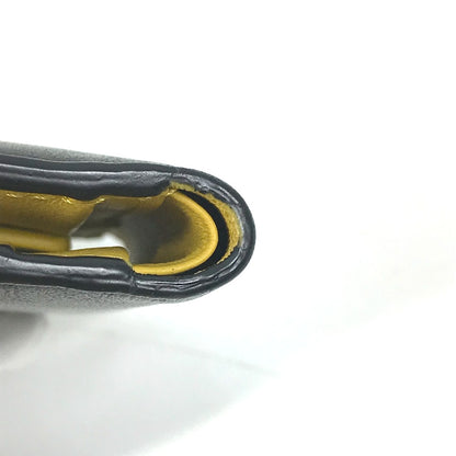 FENDI Folded wallet 7M0001 leather Black x yellow logo mens Used Authentic