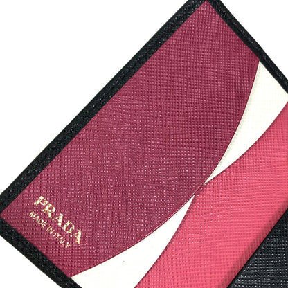 PRADA Key case Key holder  1PG004 saffiano leather Black x pink logo multicolor Key ring