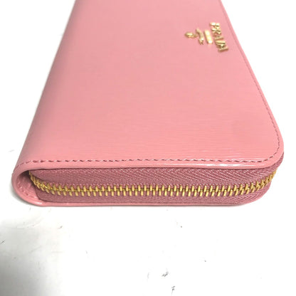 PRADA Long Wallet Purse leather pink logo Long wallet
