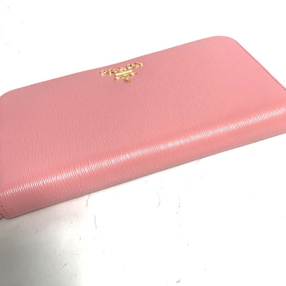 PRADA Long Wallet Purse leather pink logo Long wallet