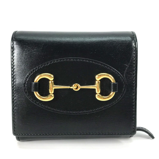 GUCCI Folded wallet 621891 leather black Horsebit